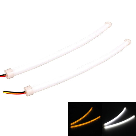 2 STÜCKE 3W 180LM 6500K 597-577nm Weiß + Gelb Verdrahtete LED-Röhre Tagfahrlicht DRL-Lenklampe, DC12V, Lampenlänge: 30 cm