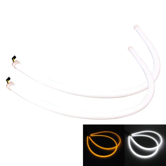 2 STÜCKE 6W 360LM 6500K 597-577nm Weiß + Gelb Verdrahtete LED-Röhre Tagfahrlicht DRL-Lenklampe, DC12V, Lampenlänge: 60 cm