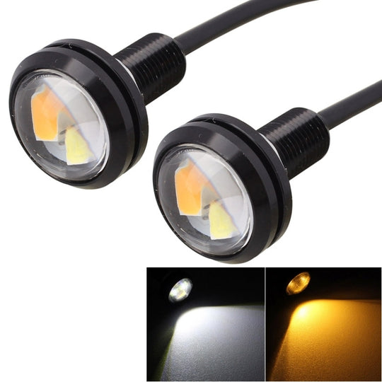 2 STÜCKE 22,5mm 2W 200LM Weiß + Gelbes Licht 4 LED SMD 5630 Adlerauge Auto Lenklicht Tagfahrlicht(Schwarz)