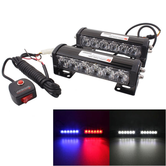 2 PCS  6 inch 6 LED 2 x 18W Car Flash Warning Light Red + Blue Change White Waterproof Emergency Light, DC 12V - Warning Lights by buy2fix | Online Shopping UK | buy2fix