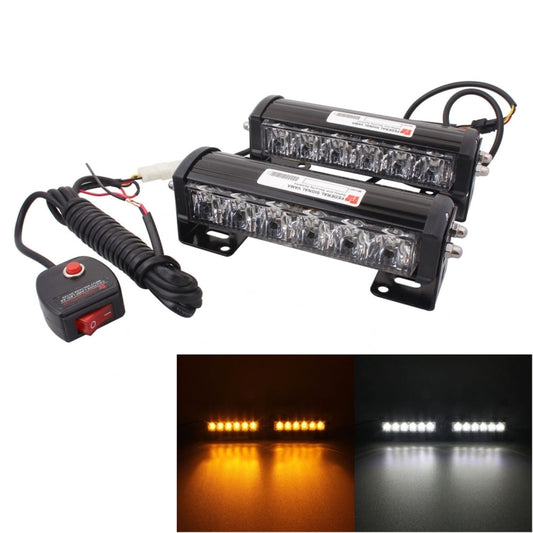 2 PCS  6 inch 6 LED 2 x 18W Car Flash Warning Light Yellow Change White Waterproof Emergency Light, DC 12V - Warning Lights by buy2fix | Online Shopping UK | buy2fix