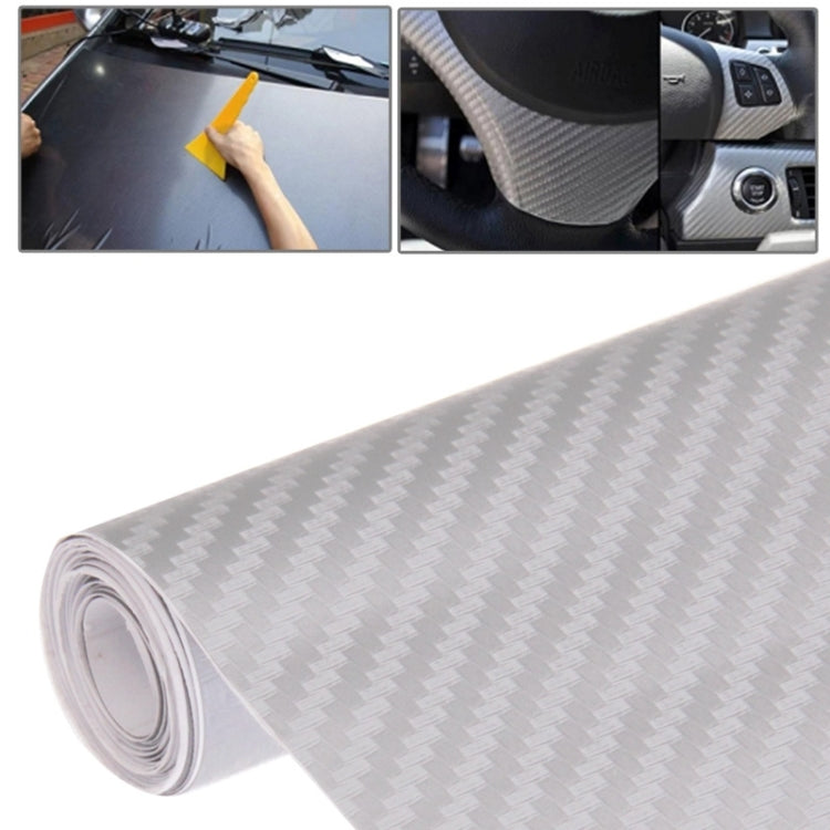 Car Decorative 3D Carbon Fiber PVC Sticker, Size: 127cm x 50cm(Silver) by buy2fix