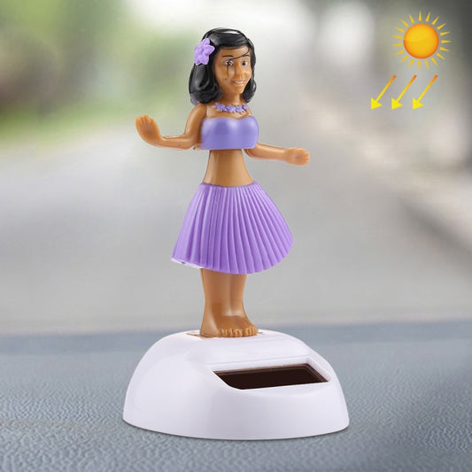 Solar Powered Bobble Head Dancing Toy Car Decoration Ornament Cute Hula Princess(Purple) by buy2fix