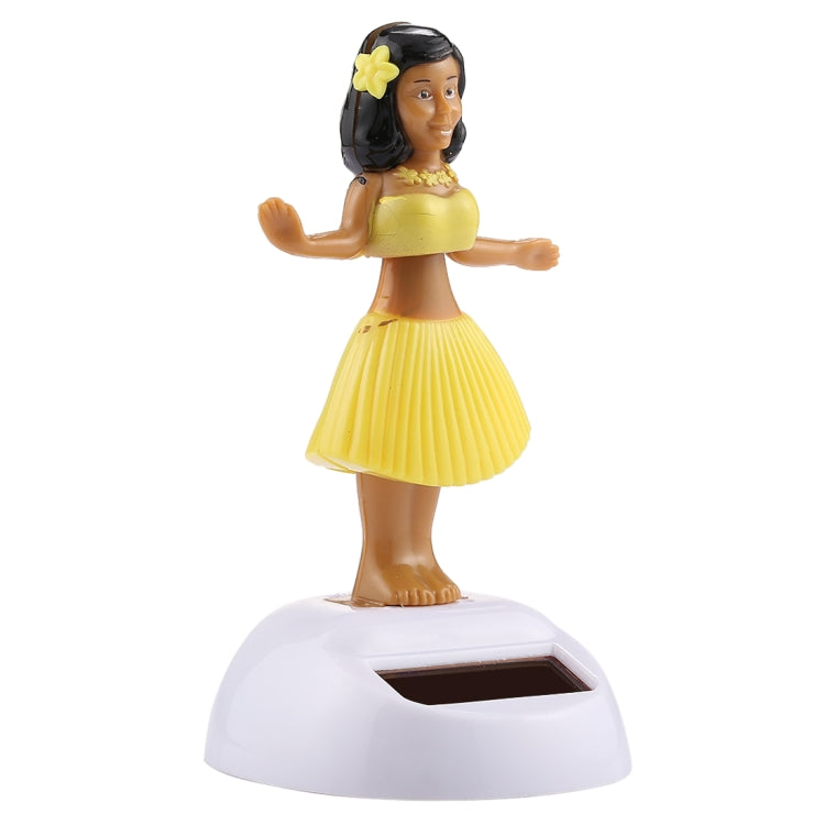 Solar Powered Bobble Head Dancing Toy Car Decoration Ornament Cute Hula Princess(Yellow) - Ornaments by buy2fix | Online Shopping UK | buy2fix