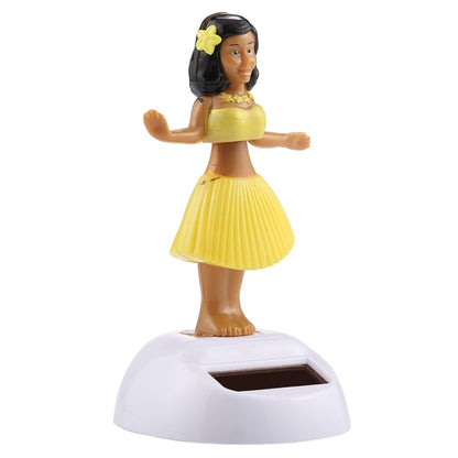 Solar Powered Bobble Head Dancing Toy Car Decoration Ornament Cute Hula Princess(Yellow) - Ornaments by buy2fix | Online Shopping UK | buy2fix