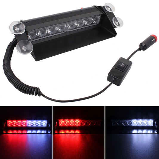 8W 800LM 8-LED White + Red Light 3-Modes Adjustable Angle Car Strobe Flash Dash Emergency Light Warning Lamp with Suckers, DC 12V - Warning Lights by buy2fix | Online Shopping UK | buy2fix