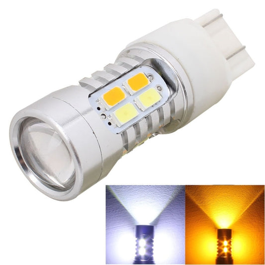 2PCS T20 10W 700LM Yellow + White Light Dual Wires 20-LED SMD 5630 Car Brake Light Lamp Bulb, Constant Current, DC 12-24V - Brake Lights by buy2fix | Online Shopping UK | buy2fix