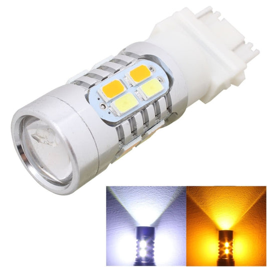 2PCS T25 10W 700LM Yellow + White Light Dual Wires 20-LED SMD 5630 Car Brake Light Lamp Bulb, Constant Current, DC 12-24V - In Car by buy2fix | Online Shopping UK | buy2fix