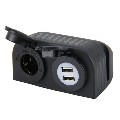 5V 2.1A Dual-USB Ports w/20A Car Cigarette Lighter Socket Car Charger(Black) - Cigar Socket by buy2fix | Online Shopping UK | buy2fix