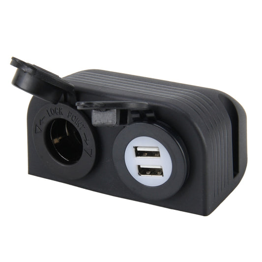 5V 2.1A Dual-USB Ports w/20A Car Cigarette Lighter Socket Car Charger(Black) - Cigar Socket by buy2fix | Online Shopping UK | buy2fix