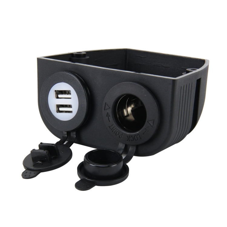 5V 2.1A Dual-USB Ports w/20A Car Cigarette Lighter Socket Car Charger(Black) - Cigar Socket by buy2fix | Online Shopping UK | buy2fix