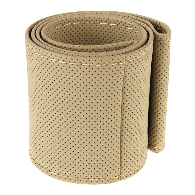 PU Leather Steering Wheel Cover With Needle and Thread, Size: 54x10.5cm (Beige) by buy2fix