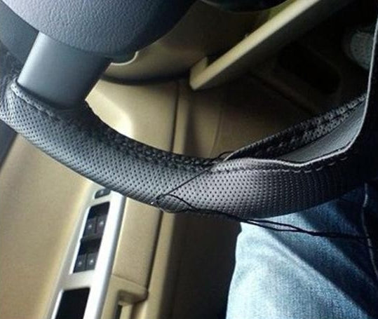 PU Leather Steering Wheel Cover With Needle and Thread, Size: 54x10.5cm (Beige) by buy2fix