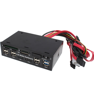 5.25 inch Media PC Dashboard Card Reader 2 x USB 3.0 + 6 x USB 2.0 SATA by buy2fix