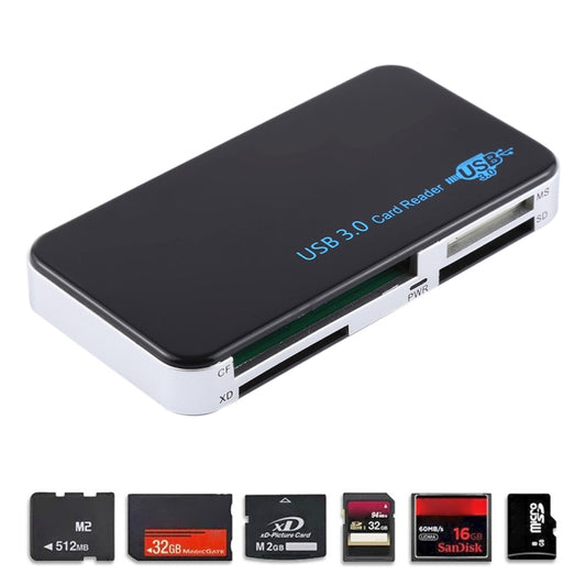 USB 3.0 Card Reader, Super Speed 5Gbps, Support CF / SD / TF / M2 / XD / MS Card, Plastic Shell by buy2fix