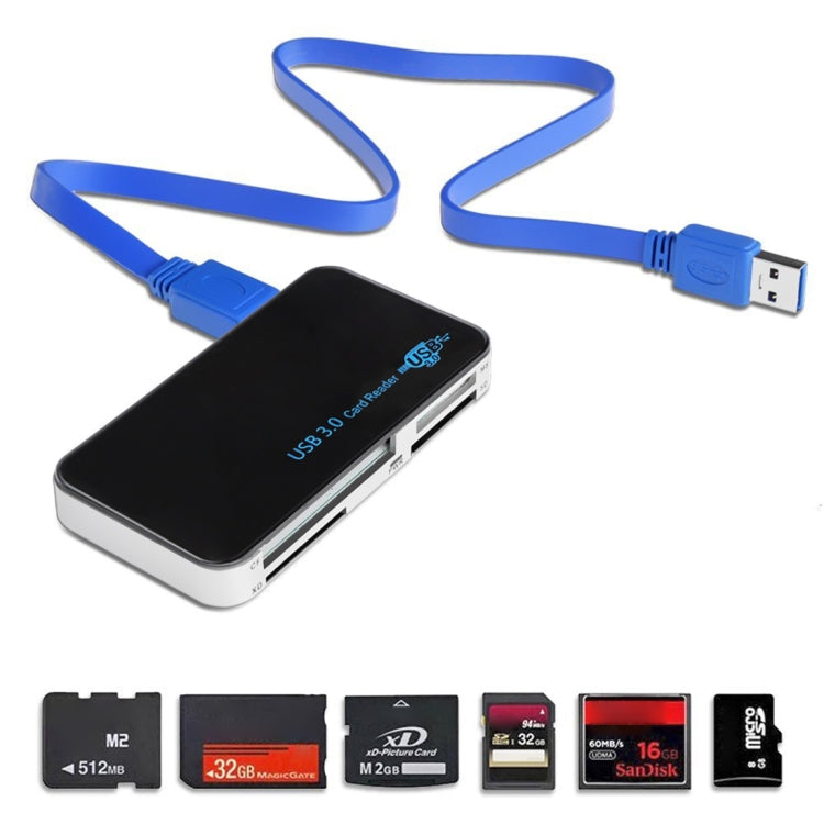 USB 3.0 Card Reader, Super Speed 5Gbps, Support CF / SD / TF / M2 / XD / MS Card, Plastic Shell by buy2fix