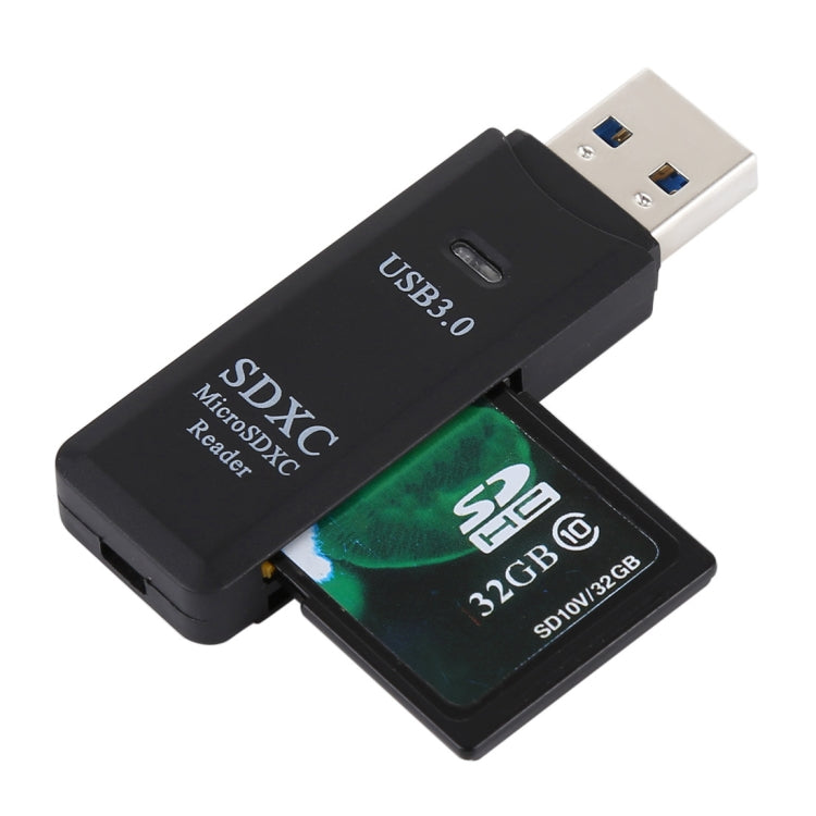 2 in 1 USB 3.0 Card Reader, Super Speed 5Gbps, Support SD Card / TF Card(Black) by buy2fix