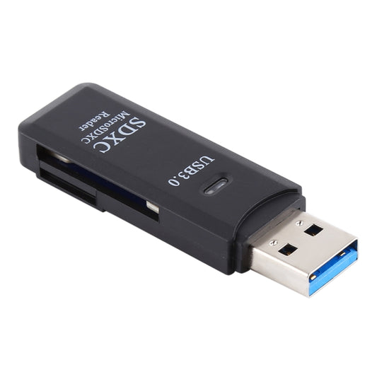 2 in 1 USB 3.0 Card Reader, Super Speed 5Gbps, Support SD Card / TF Card(Black) by buy2fix