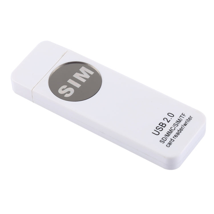 USB Universal Card Reader, Support SD / MMC /SIM / TF Card(White) -  by buy2fix | Online Shopping UK | buy2fix