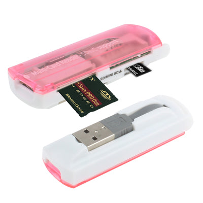 USB 2.0 Multi Card Reader, Support SD/MMC, MS, TF, M2 Card(Pink) by buy2fix