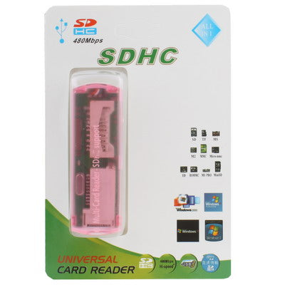 USB 2.0 Multi Card Reader, Support SD/MMC, MS, TF, M2 Card(Pink) by buy2fix