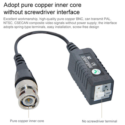 CCTV Via Twisted Pairs Passive UTP Video Transceiver(Black) - Video Balun by buy2fix | Online Shopping UK | buy2fix