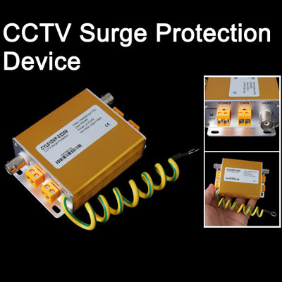 Video Data Power Surge Protector 3 In 1 Surge Protection Arrester 220V(Golden) - Video Balun by buy2fix | Online Shopping UK | buy2fix