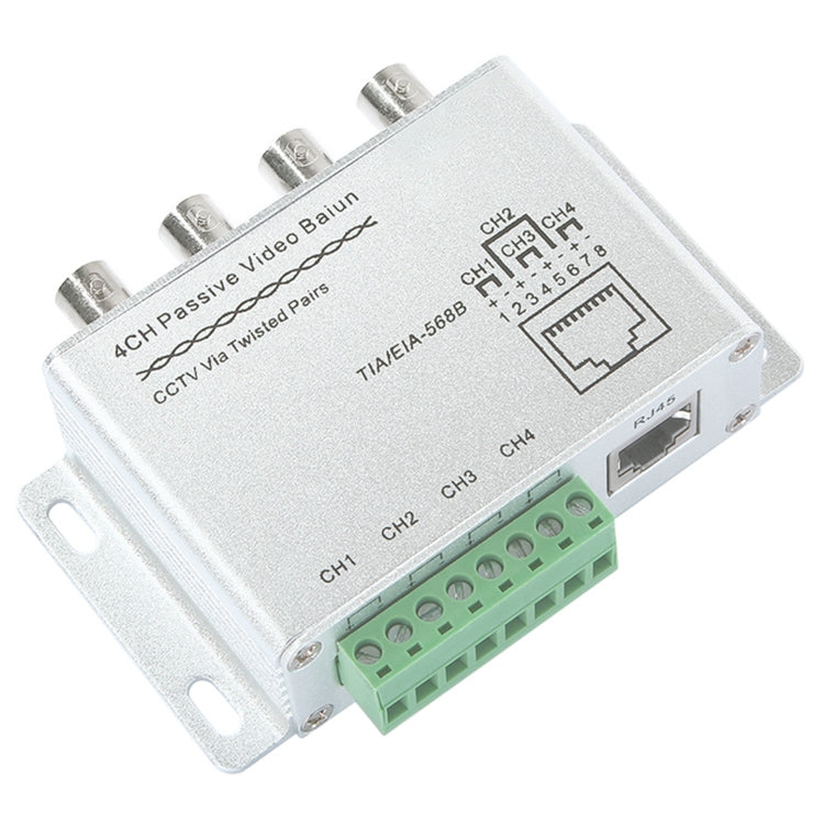 UTP 4 Channel Passive Video Balun Transceiver(Silver) - Video Balun by buy2fix | Online Shopping UK | buy2fix
