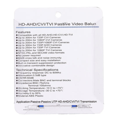 2 PCS HD 202E Enhanced Version Coaxial CVI/TVI/AHD 1CH Passive Transceiver Video Balun - Video Balun by buy2fix | Online Shopping UK | buy2fix