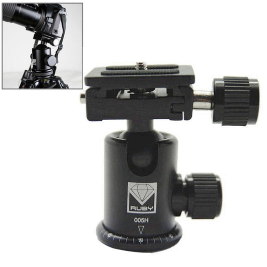 RUBY 005H Aluminium Magnesium Alloy Tripod Ball Head with Quick Release Plate Adapter(Black) - Tripod Heads by buy2fix | Online Shopping UK | buy2fix