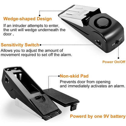 HH-MD001 Door Stop Wedge Alarm for Home and Travel(Black) - Door Window Alarm by buy2fix | Online Shopping UK | buy2fix