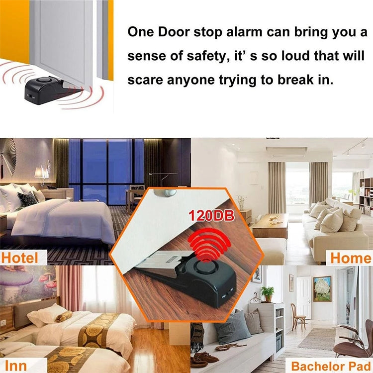 HH-MD001 Door Stop Wedge Alarm for Home and Travel(Black) - Door Window Alarm by buy2fix | Online Shopping UK | buy2fix