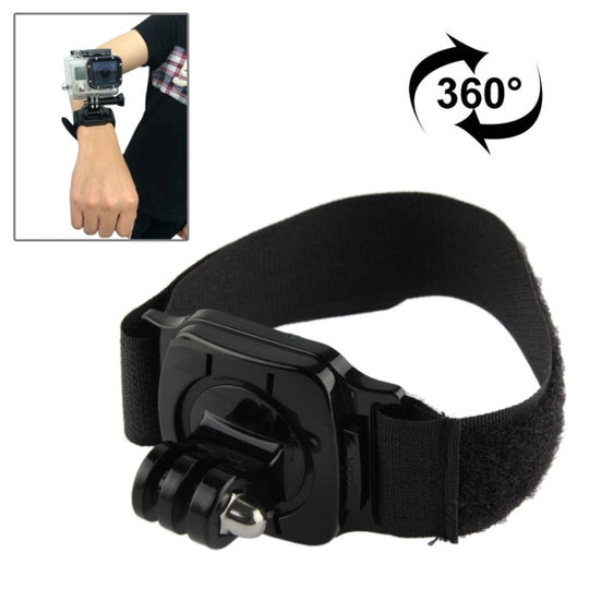 360 Degree Rotation Hand Camera Wrist Strap Mount for GoPro, Insta360, DJI and Other Action Cameras, Strap Length: 36cm(Black)