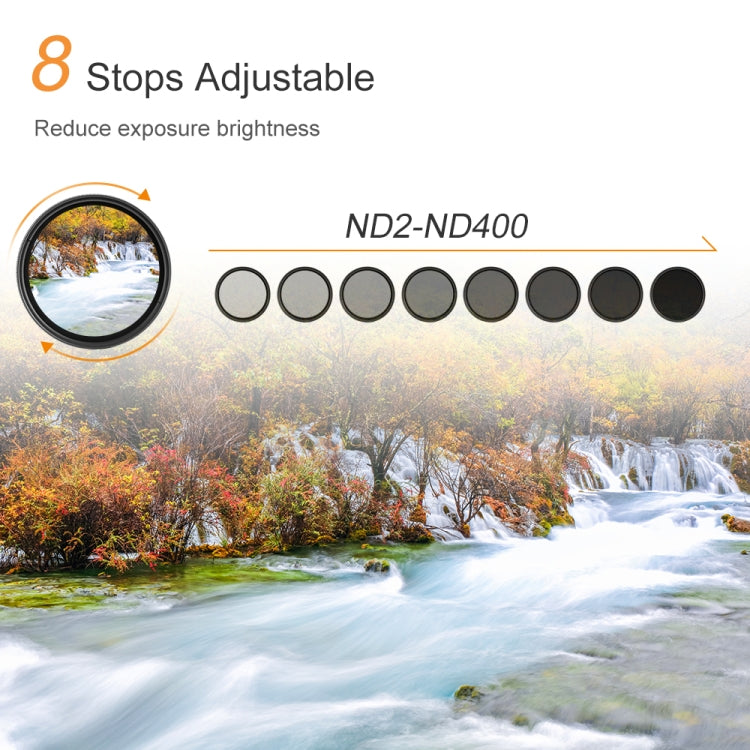72mm ND Fader Neutral Density Adjustable Variable Filter ND 2 to ND 400 Filter(Black) by buy2fix