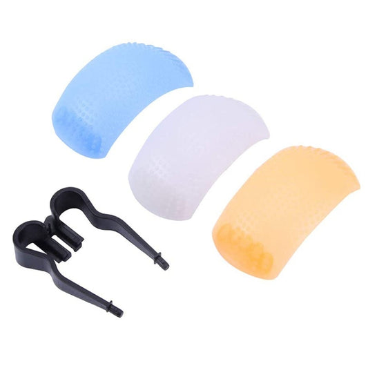 3 Colors Pop-up Flash Soft Flash Diffuser Kit  with White Diffuser / Blue Diffuser / Orange Diffuser / Diffuser Bracket -  by buy2fix | Online Shopping UK | buy2fix
