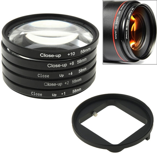 6 in 1 58mm Close-Up Lens Filter Macro Lens Filter + Filter Adapter Ring for GoPro HERO3 - Lens Filter by buy2fix | Online Shopping UK | buy2fix