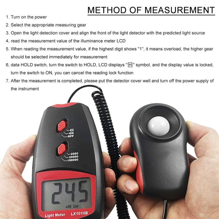 Digital Light Meter, Measuring Range: 1-100000 Lux(Red) - Light & Sound Meter by buy2fix | Online Shopping UK | buy2fix
