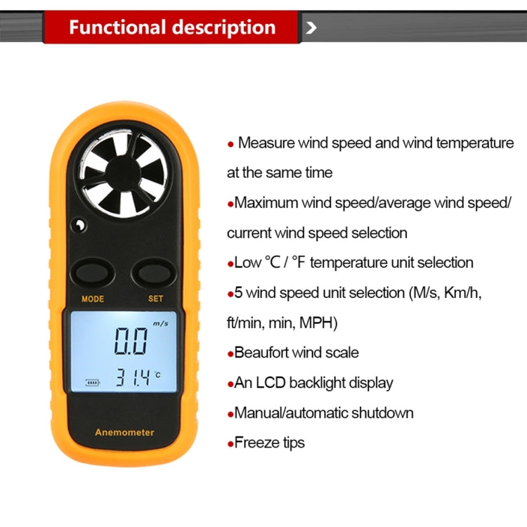 AR-816 Digital Electronic Thermometer Anemometer - Tachometers & Anemometer by buy2fix | Online Shopping UK | buy2fix