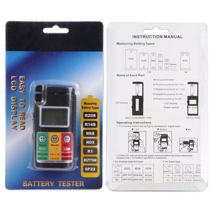 Digital LCD Screen Battery Tester for R20S / R14S / R6S / R03 / R1 / Button / 6F22(Black) - Battery & Resistance Tester by buy2fix | Online Shopping UK | buy2fix