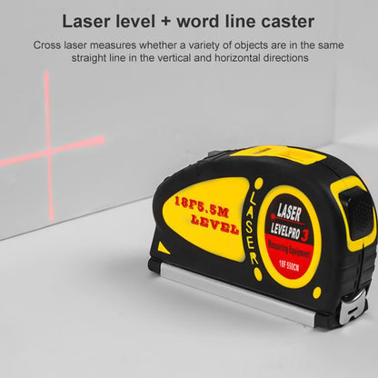 Laser Level with Tape Measure Pro (550cm), LV-05(Yellow) - Laser Rangefinder by buy2fix | Online Shopping UK | buy2fix