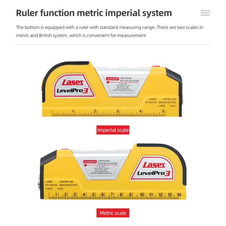 Laser Level with Tape Measure Pro 3 (250cm) - Laser Rangefinder by buy2fix | Online Shopping UK | buy2fix