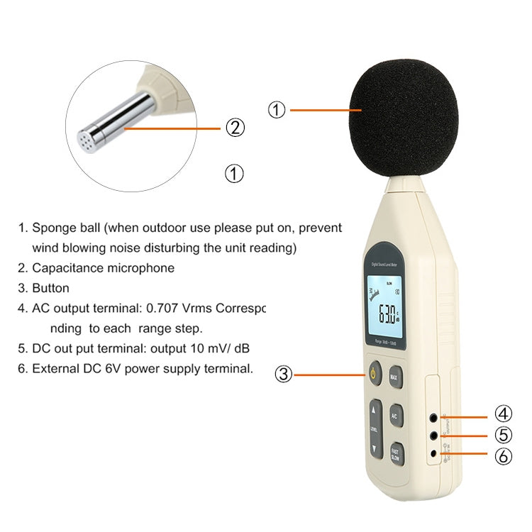 Digital Sound Level Meter (Range: 30dB~130dB) - Light & Sound Meter by buy2fix | Online Shopping UK | buy2fix