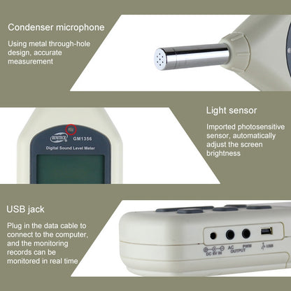 Digital Sound Level Meter with USB Port(Range: 30dB~130dB)(Beige) - Light & Sound Meter by buy2fix | Online Shopping UK | buy2fix