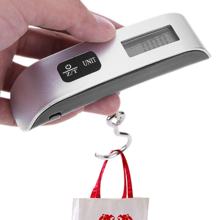 50kg x 50g Portable LCD Digital Hanging Travel Luggage Scale with Indoor Thermometer(Silver) by buy2fix