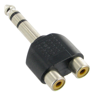 6.35mm Male to 2 RCA Stereo Headphone Jack Adapter by buy2fix