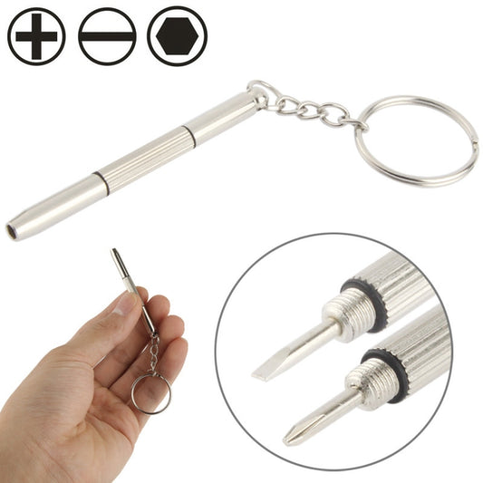 3 in 1 Professional Mini Screwdriver Repair Tool with Keychain for Watch / Mobile Phone / Camera / Glasses (Slotted + Phillips + Allen) - Screwdriver by buy2fix | Online Shopping UK | buy2fix