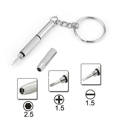 3 in 1 Professional Screwdriver (Cross 1.5, Straight 1.5,Star Nut M2.5) Repair Tool with Keychain for Smart Phone, Watches,Glasses(Silver) - Screwdriver by buy2fix | Online Shopping UK | buy2fix