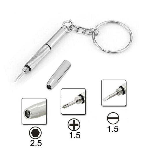 3 in 1 Professional Screwdriver (Cross 1.5, Straight 1.5,Star Nut M2.5) Repair Tool with Keychain for Smart Phone, Watches,Glasses(Silver) - Screwdriver by buy2fix | Online Shopping UK | buy2fix