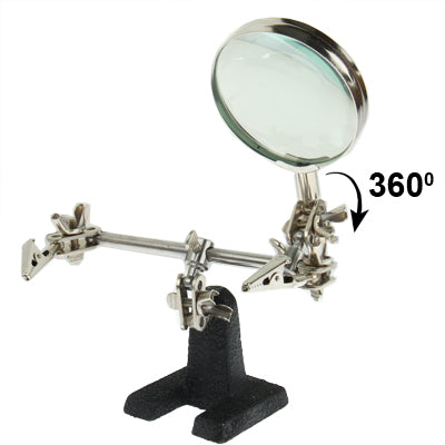Helping Hand Magnifier, Hand Soldering Iron Stand Helping 2x Optical Magnifying Solder Tool(Silver) - Soldering Iron Stand by buy2fix | Online Shopping UK | buy2fix