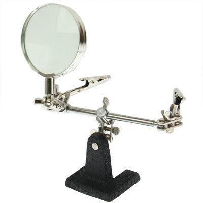 Helping Hand Magnifier, Hand Soldering Iron Stand Helping 2x Optical Magnifying Solder Tool(Silver) by buy2fix